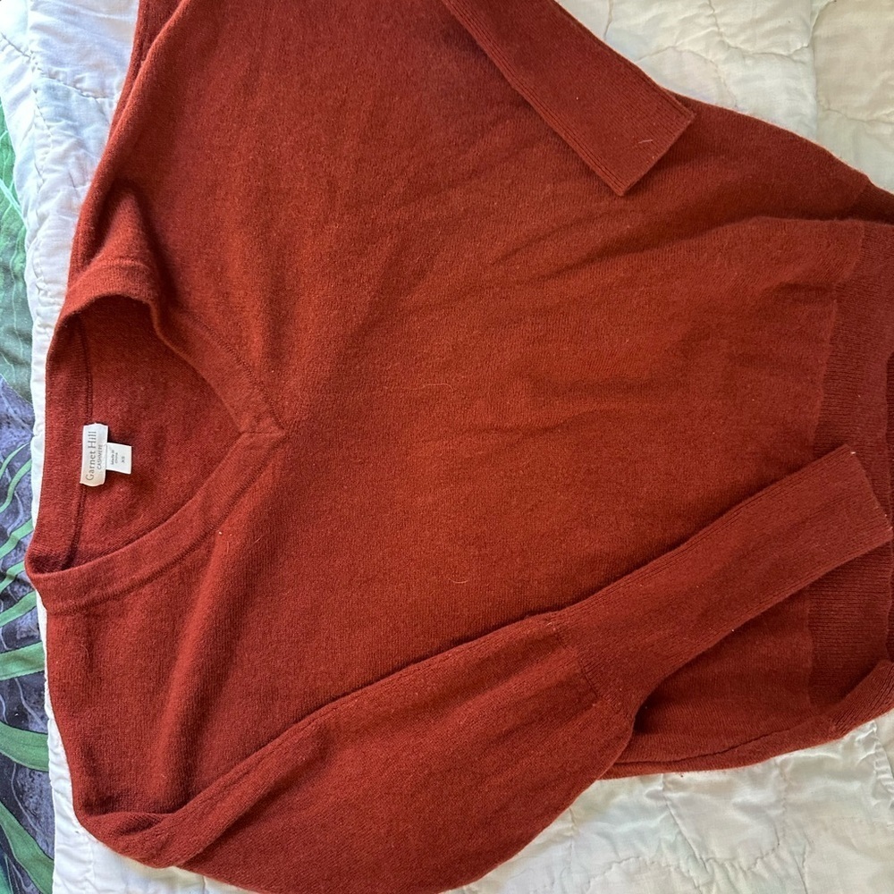 Garnet Hill 100%  Cashmere Batwing Sweater Xs Oversized Rust